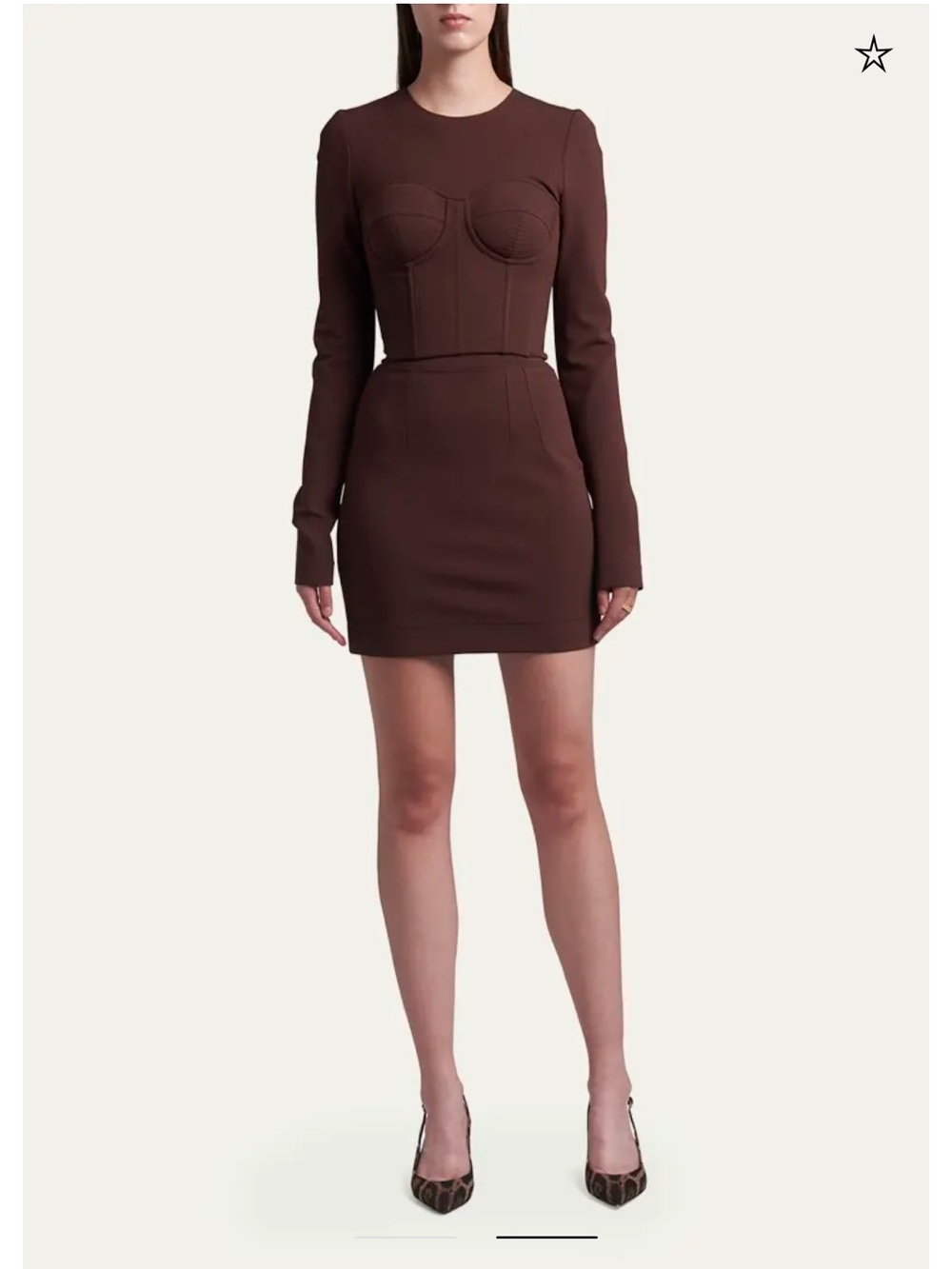 Dolce & Gabbana Chocolate Brown Long-Sleeve Corset Top